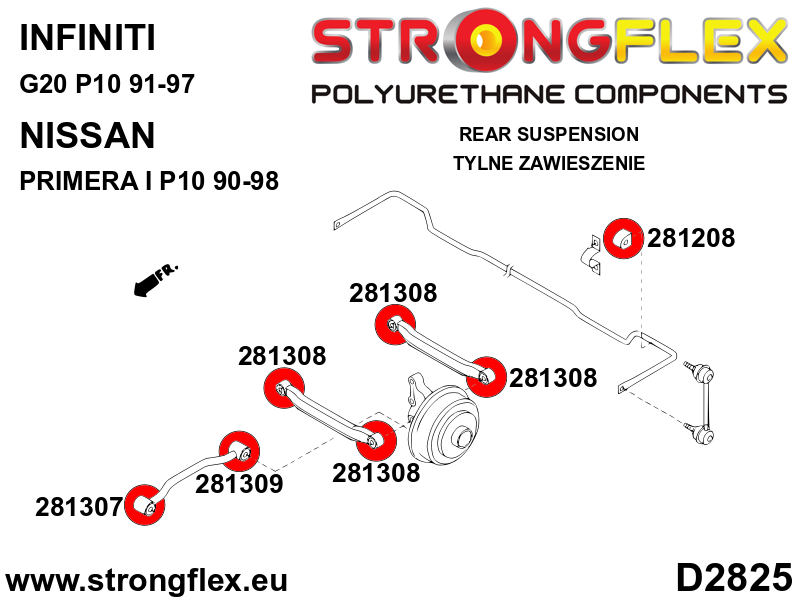 Strongflex Nissan Achterste langsdraagarm naar naaf rubber – 281309B 2 Strongflex Nissan Achterste langsdraagarm naar naaf rubber – 281309B – Bild 2
