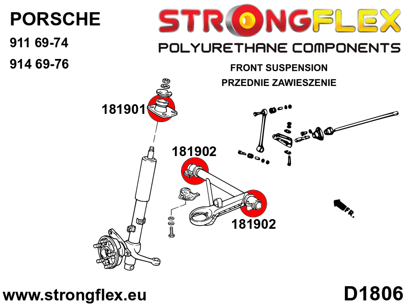 Strongflex Porsche Vooras onderste draagarm rubber – 181902B 2 Strongflex Porsche Vooras onderste draagarm rubber – 181902B - Image 2