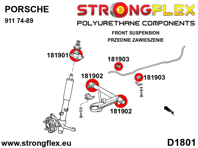 Strongflex Porsche Vooras onderste draagarm rubber – 181902B 3 Strongflex Porsche Vooras onderste draagarm rubber – 181902B - Image 3