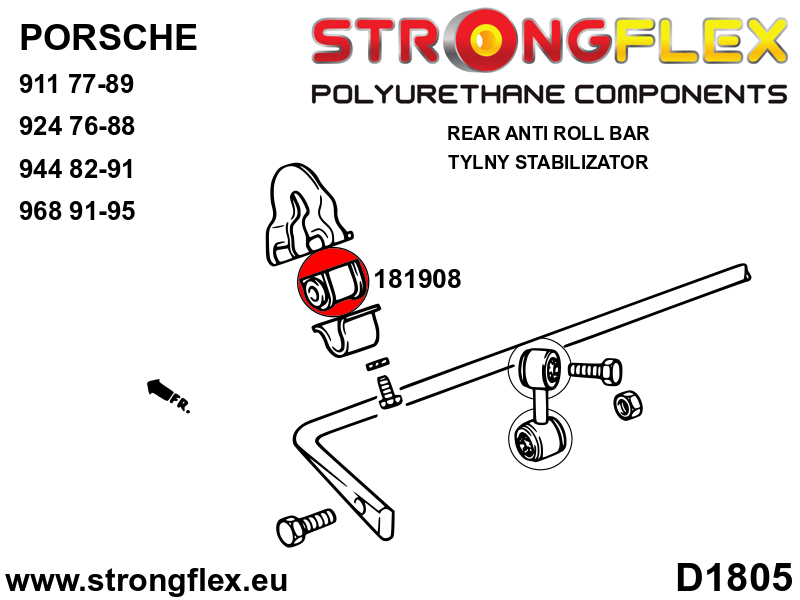 Strongflex Porsche Achterste stabilisator rubber SPORT – 181908A 2 Strongflex Porsche Achterste stabilisator rubber SPORT – 181908A - Image 2