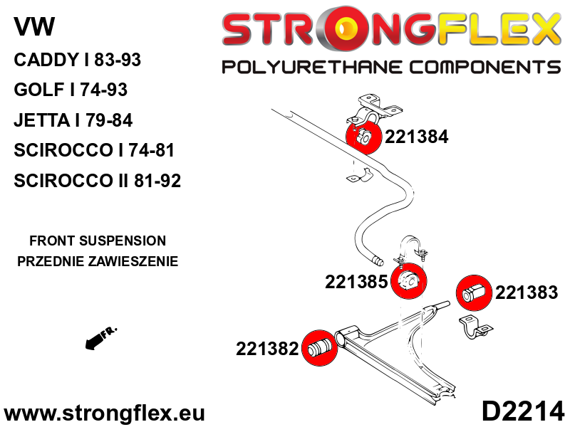 Strongflex Volkswagen Voorste draagarm voorste rubber SPORT – 221382A 3 Strongflex Volkswagen Voorste draagarm voorste rubber SPORT – 221382A – Bild 3