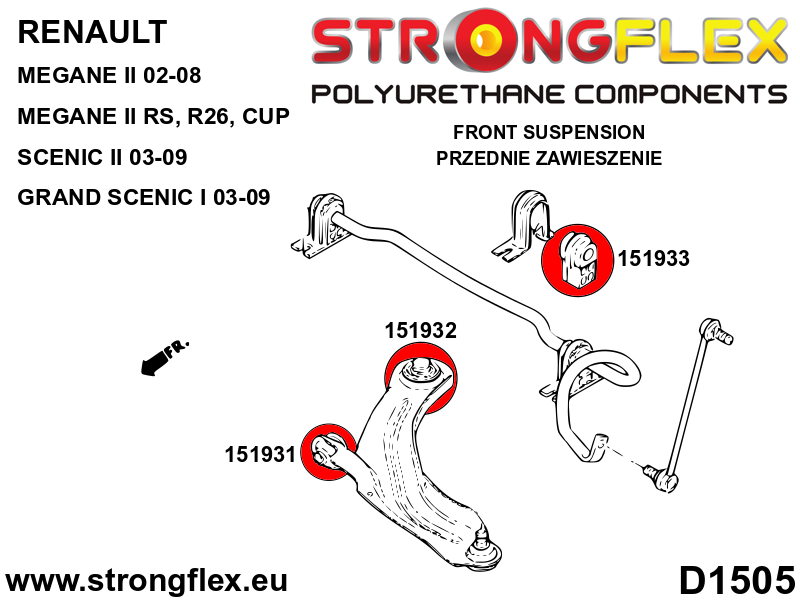 Strongflex Renault Vooras onderste draagarm - achterste rubber – 151932B 2 Strongflex Renault Vooras onderste draagarm - achterste rubber – 151932B - Afbeelding 2