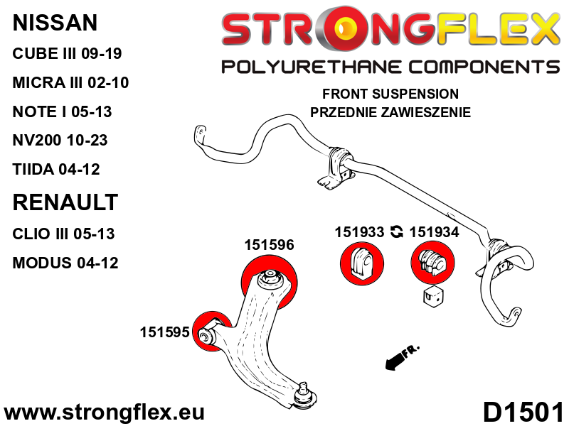 Strongflex Nissan / Renault Vooras rubberset SPORT – 156081A 3 Strongflex Nissan / Renault Vooras rubberset SPORT – 156081A – Image 3