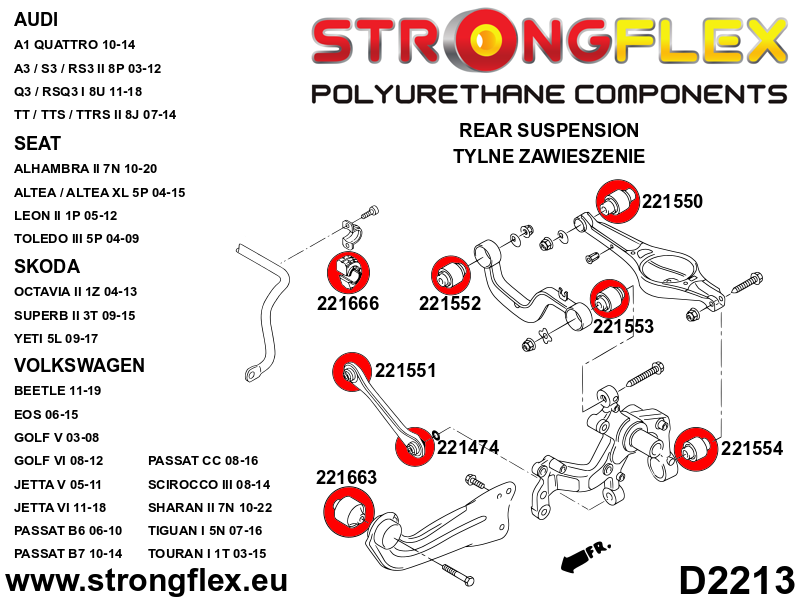 Strongflex Audi / Volkswagen Achteras langsdraagarm voorste rubber SPORT – 221663A 3 Strongflex Audi / Volkswagen Achteras langsdraagarm voorste rubber SPORT – 221663A – Bild 3