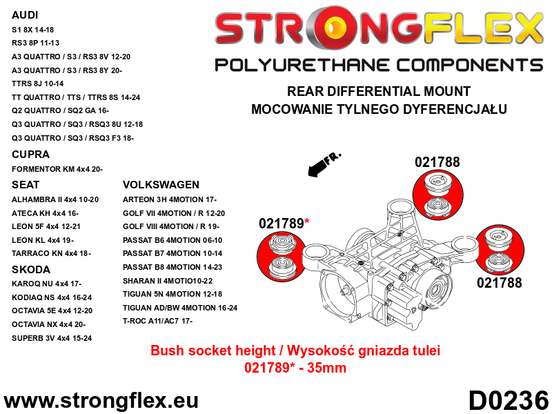 Strongflex Audi / Volkswagen Achterste differentieel - achterste rubber SPORT – 021788A 5 Strongflex Audi / Volkswagen Achterste differentieel - achterste rubber SPORT – 021788A – Bild 5