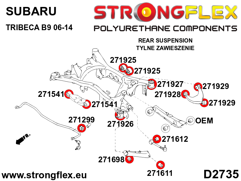 Strongflex Subaru / Toyota Achteras langsdraagarm achterste rubber – 271611B 15 Strongflex Subaru / Toyota Achteras langsdraagarm achterste rubber – 271611B – Bild 15