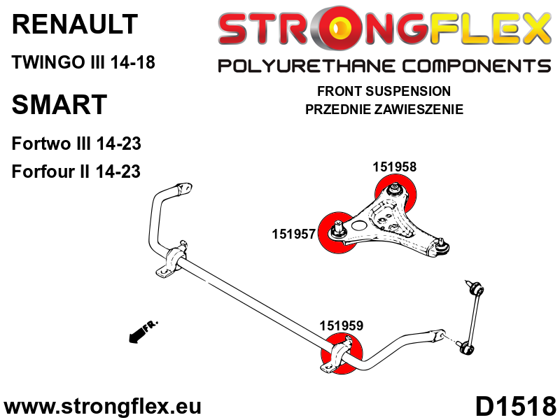 Strongflex Renault Voorste draagarm – achterste rubber SPORT – 151958A 2 Strongflex Renault Voorste draagarm – achterste rubber SPORT – 151958A - Afbeelding 2