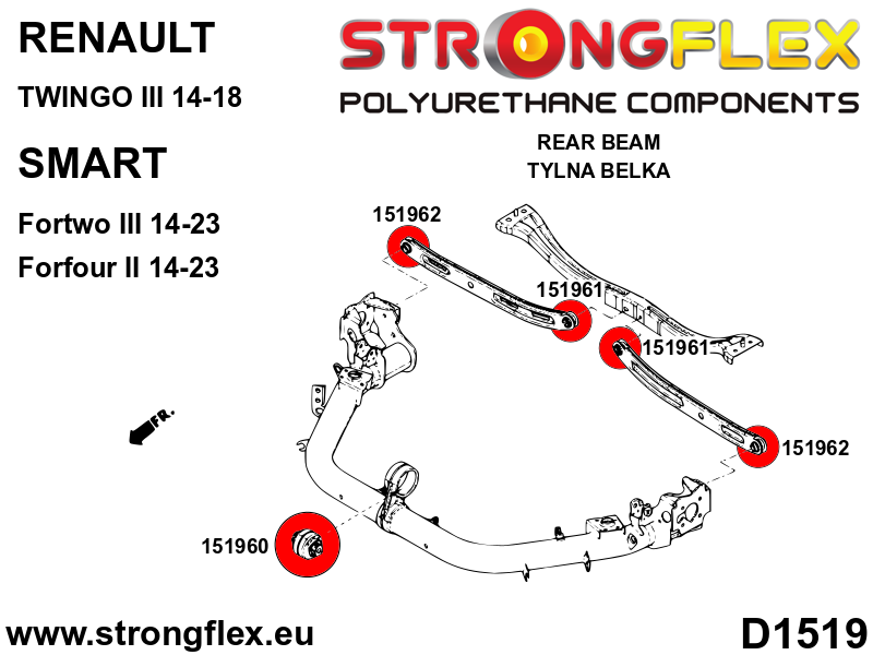 Strongflex Renault Achterste balk rubbering set – 156092B 2 Strongflex Renault Achterste balk rubbering set – 156092B – Bild 2