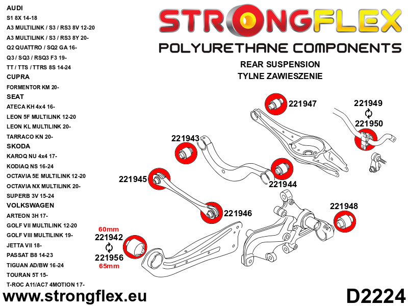 Strongflex Audi / Volkswagen Achterste stabilisatorrubber – 221949B 4 Strongflex Audi / Volkswagen Achterste stabilisatorrubber – 221949B - Image 4