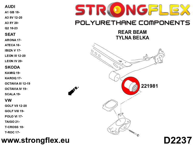Strongflex Audi Achterste balk rubber SPORT – 221981A 2 Strongflex Audi Achterste balk rubber SPORT – 221981A - Afbeelding 2