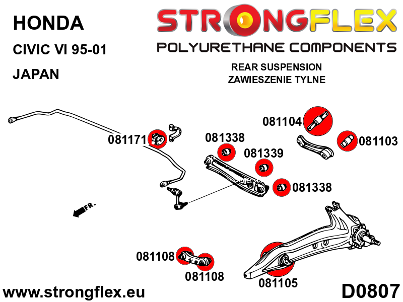 Strongflex Acura / Honda Achterste stabilisator rubber SPORT – 081171A 4 Strongflex Acura / Honda Achterste stabilisator rubber SPORT – 081171A – Image 4