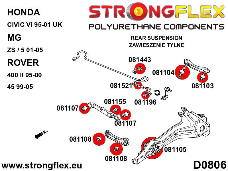 Strongflex Acura / Honda Achterste stabilisatorstang-rubber SPORT – 081196A 5 Strongflex Acura / Honda Achterste stabilisatorstang-rubber SPORT – 081196A – Image 5