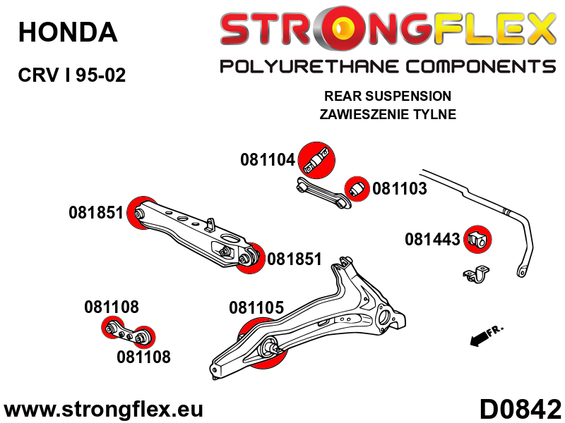 Strongflex Honda Achterste ophangrubberset (no rubberes 081105B) SPORT – 086243A 2 Strongflex Honda Achterste ophangrubberset (no rubberes 081105B) SPORT – 086243A – Bild 2