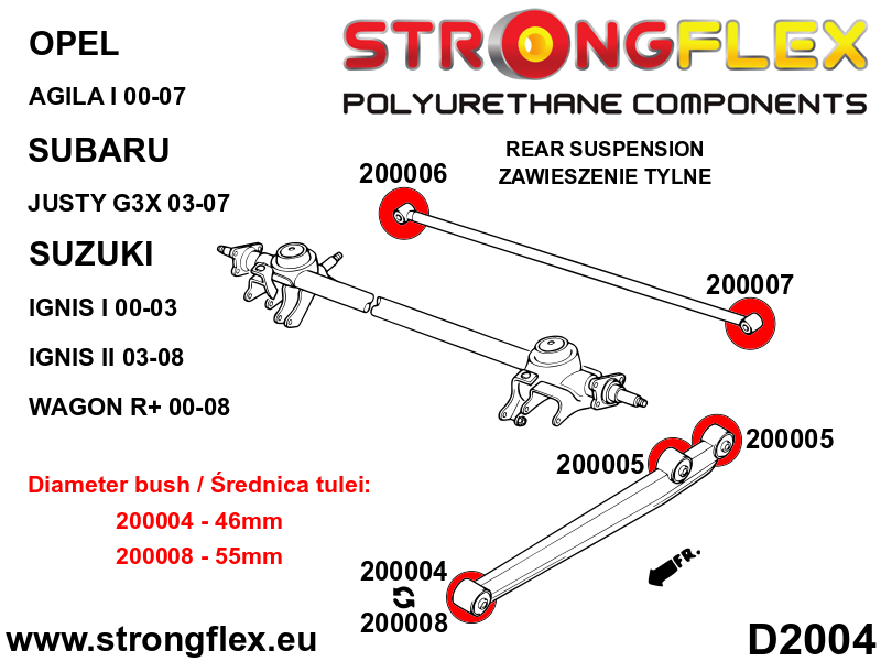 Strongflex Suzuki Achterste langsdraagarm rubber - voorste 46mm – 200004B 2 Strongflex Suzuki Achterste langsdraagarm rubber - voorste 46mm – 200004B – Image 2
