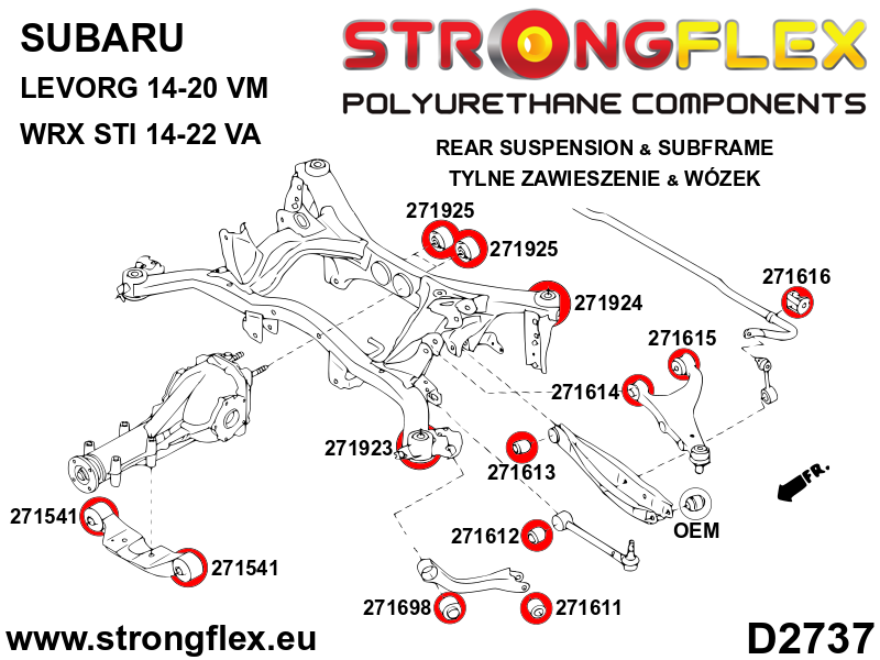 Strongflex Subaru / Toyota Achteras onderste draagarm binnenste rubber SPORT – 271613A 14 Strongflex Subaru / Toyota Achteras onderste draagarm binnenste rubber SPORT – 271613A – Image 14