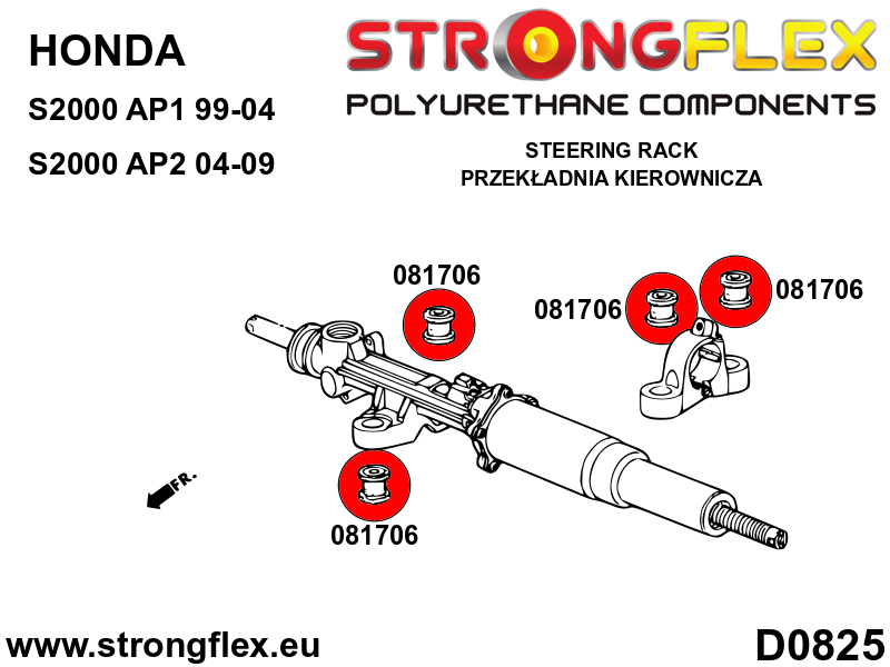 Strongflex Honda S2000 Polyurethaan rubberset voor- en achteras (AP1) – 086153B 7 Strongflex Honda S2000 Polyurethaan rubberset voor- en achteras (AP1) – 086153B - Image 7