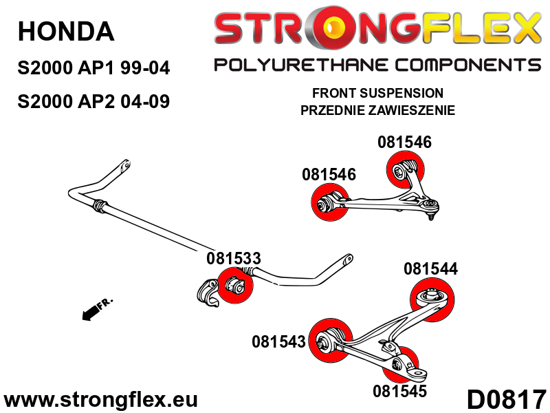 Strongflex Honda S2000 Vooras onderster draagarm achterste rubber – 081544B 3 Strongflex Honda S2000 Vooras onderster draagarm achterste rubber – 081544B – Image 3