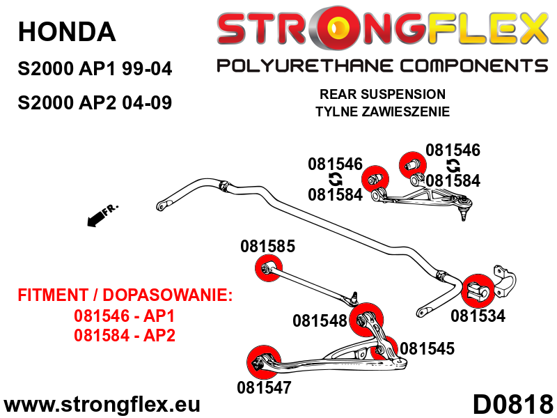 Strongflex Honda S2000 Rubber voorste/achterste schokdemper bovenlager – 081545B 5 Strongflex Honda S2000 Rubber voorste/achterste schokdemper bovenlager – 081545B – Image 5