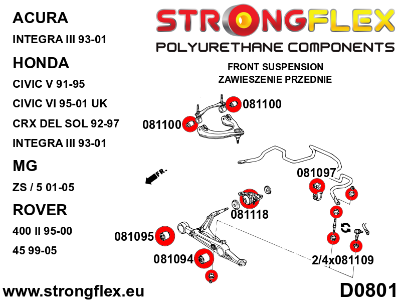 Strongflex Acura Vooras onderste draagarm achterste rubber SPORT – 081118A 2 Strongflex Acura Vooras onderste draagarm achterste rubber SPORT – 081118A – Bild 2