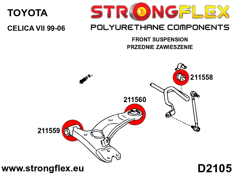 Strongflex Toyota Celica Vooras draagarm rubber voor – 211559B 3 Strongflex Toyota Celica Vooras draagarm rubber voor – 211559B