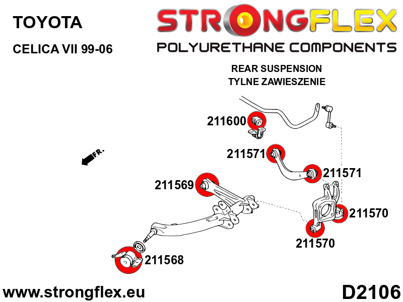 Strongflex Toyota Celica Achterste stabilisatorrubber SPORT – 211600A 3 Strongflex Toyota Celica Achterste stabilisatorrubber SPORT – 211600A – Bild 3