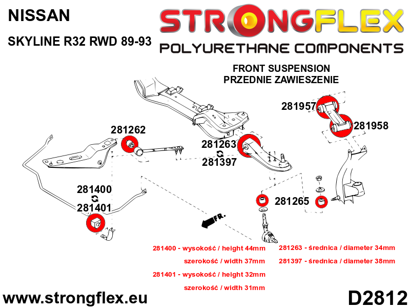 Strongflex Nissan Skyline Vooras rubberset SPORT – 286209A 4 Strongflex Nissan Skyline Vooras rubberset SPORT – 286209A – Bild 4