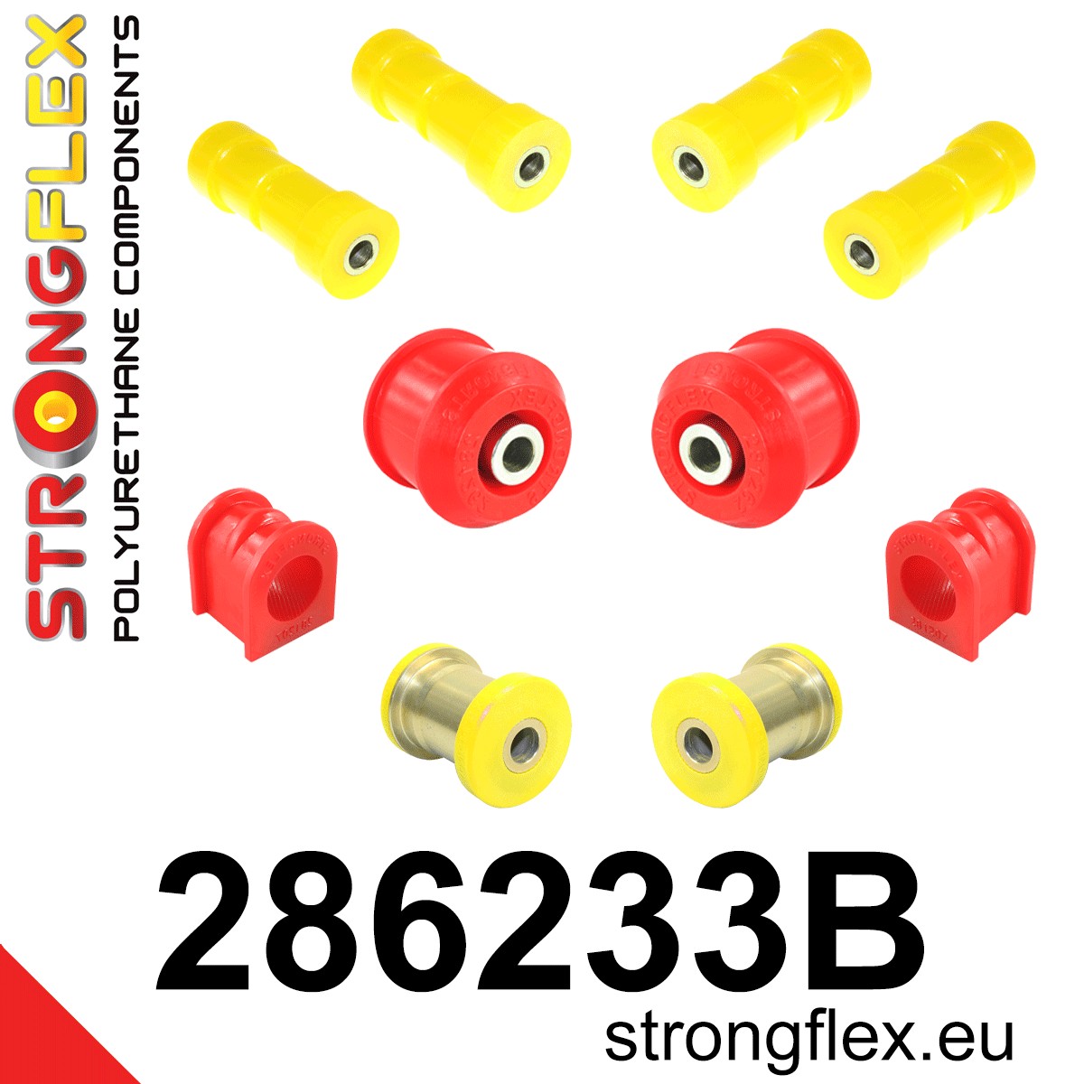 Strongflex Nissan Voorste ophangrubberset – 286233B 1 Strongflex Nissan Voorste ophangrubberset – 286233B