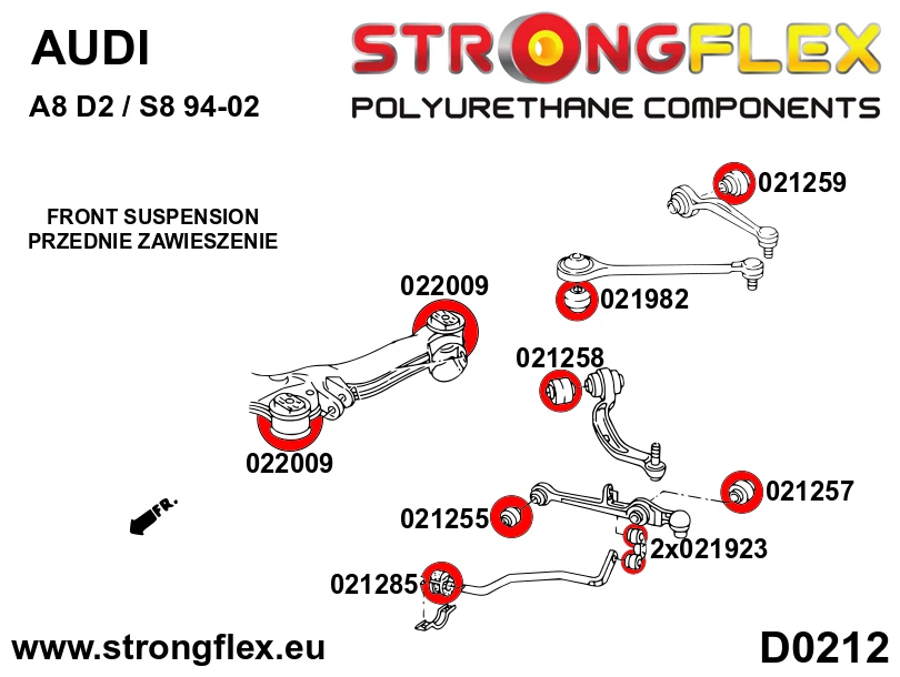 Strongflex Audi Vooras onderste draagarm - achterste rubber SPORT – 021258A 2 Strongflex Audi Vooras onderste draagarm - achterste rubber SPORT – 021258A – Image 2
