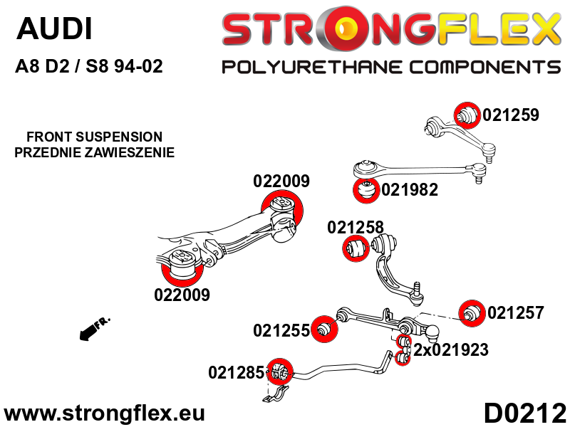Strongflex Audi Vooras onderste draagarm - achterste rubber – 021258B 2 Strongflex Audi Vooras onderste draagarm - achterste rubber – 021258B – Image 2