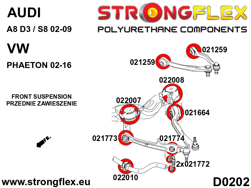 Strongflex Audi Voorste subframe – achterste rubber – 022008B 2 Strongflex Audi Voorste subframe – achterste rubber – 022008B – Bild 2