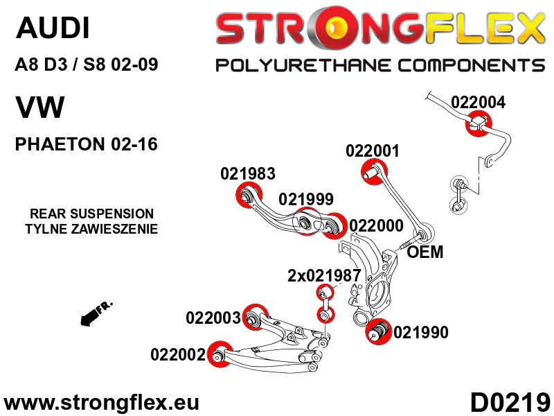 Strongflex Audi Achteras onderste draagarm – voorste rubber SPORT – 022002A 2 Strongflex Audi Achteras onderste draagarm – voorste rubber SPORT – 022002A – Bild 2