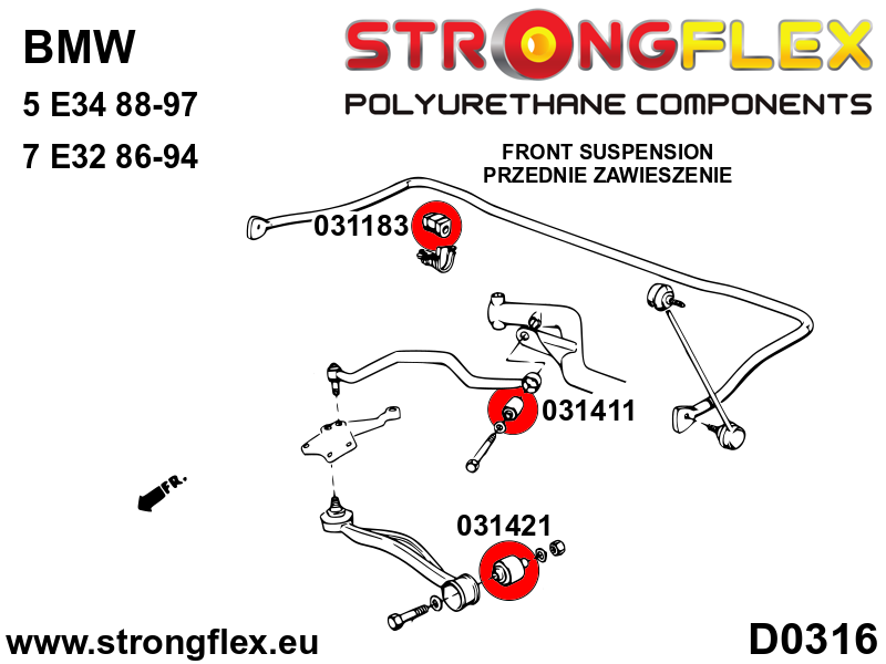 BMW E28/E34/E36/E24/E32/E31/Z3 Strongflex 031183A: Stabilisator Stang Voorste Rubber SPORT 9 BMW E28/E34/E36/E24/E32/E31/Z3 Strongflex 031183A: Stabilisator Stang Voorste Rubber SPORT – Bild 9