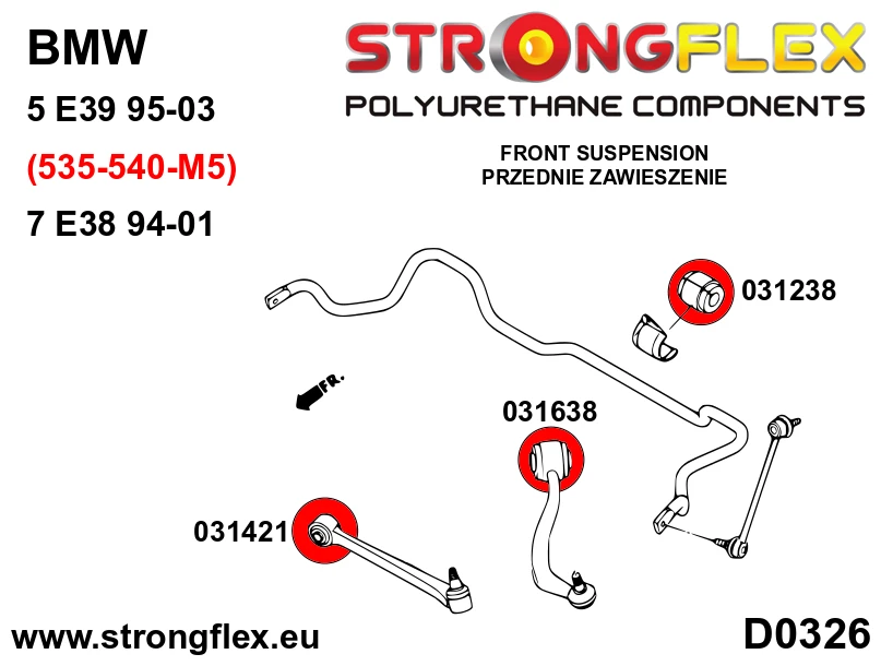 Strongflex BMW E38 Vooras rubberset – 036087B 3 Strongflex BMW E38 Vooras rubberset – 036087B – Bild 3