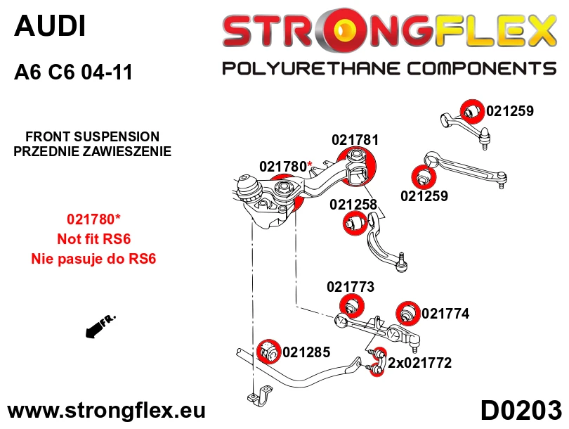 Strongflex Audi Vooras onderste draagarm - achterste rubber SPORT – 021258A 3 Strongflex Audi Vooras onderste draagarm - achterste rubber SPORT – 021258A – Image 3