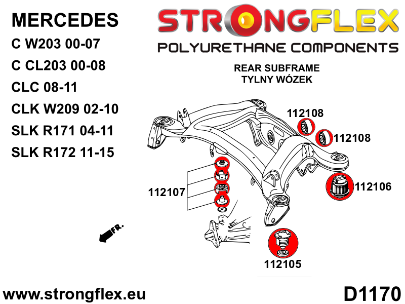 Strongflex Mercedes CLK / C-Klasse / CL Achteras-subframe rubberset SPORT – 116303A 3 Strongflex Mercedes CLK / C-Klasse / CL Achteras-subframe rubberset SPORT – 116303A – Image 3