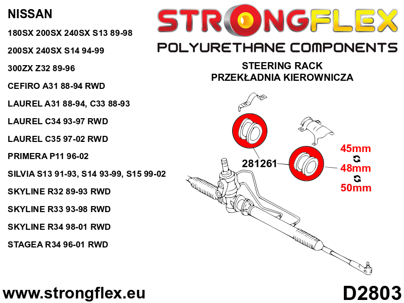 Strongflex Nissan Cefiro / Laurel / Silvia Complete polyurethaan rubberset voor voor- en achteras – 286084B 10 Strongflex Nissan Cefiro / Laurel / Silvia Complete polyurethaan rubberset voor voor- en achteras – 286084B – Image 10