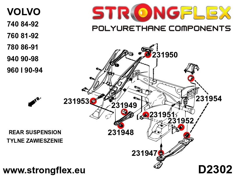 Strongflex Volvo 940 / 960 Achteras achterste trekstang- achterste rubber SPORT – 231949A 3 Strongflex Volvo 940 / 960 Achteras achterste trekstang- achterste rubber SPORT – 231949A - Image 3