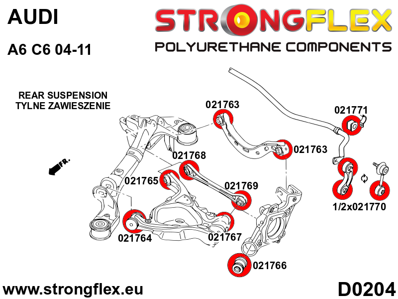 Strongflex Audi S6 / A6 Complete ophangrubberset – 026288B 8 Strongflex Audi S6 / A6 Complete ophangrubberset – 026288B - Afbeelding 8