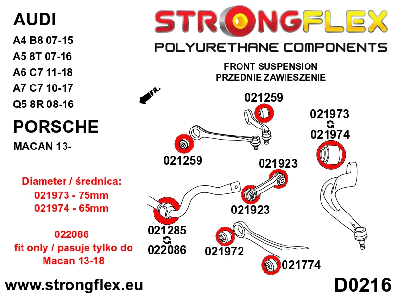 Strongflex Audi Complete polyurethaan ophangrubberset – 026249B 4 Strongflex Audi Complete polyurethaan ophangrubberset – 026249B – Image 4