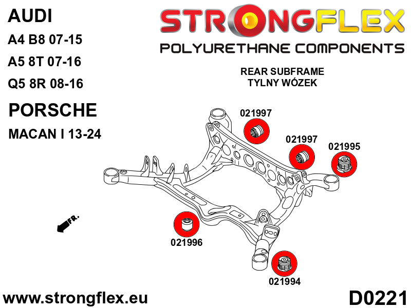 Strongflex Porsche Achterste subframe rubberset – 026252B 2 Strongflex Porsche Achterste subframe rubberset – 026252B – Image 2