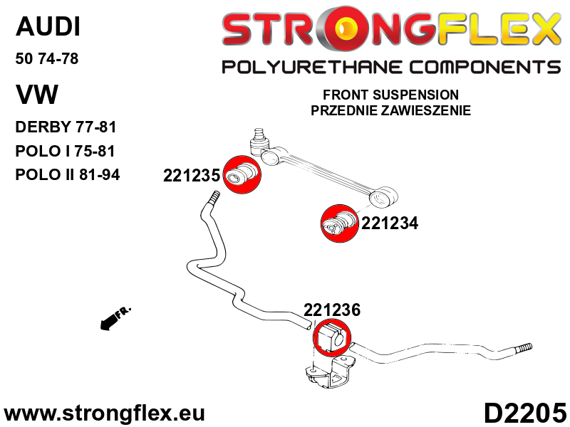 Strongflex Audi / Volkswagen Voorste stabilisatorrubber 18-24mm – 221236B 3 Strongflex Audi / Volkswagen Voorste stabilisatorrubber 18-24mm – 221236B – Image 3