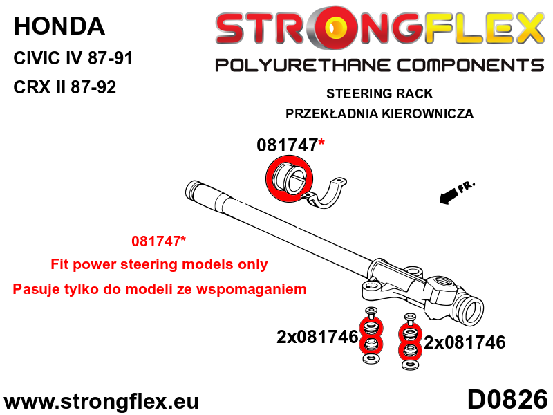Strongflex Honda CRX / Civic Stuurhuis steun rubberset – 086200B 3 Strongflex Honda CRX / Civic Stuurhuis steun rubberset – 086200B – Bild 3