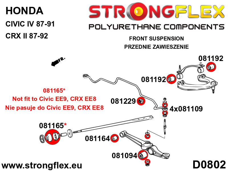 Strongflex Acura / Honda Voorste draagarm binnenste rubber SPORT – 081164A 3 Strongflex Acura / Honda Voorste draagarm binnenste rubber SPORT – 081164A – Bild 3