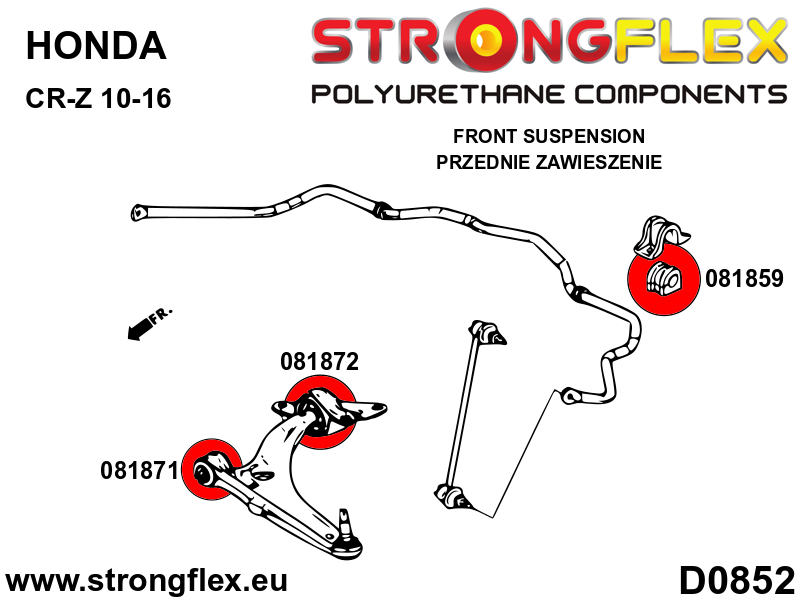 Strongflex Honda Voorste draagarm – achterste rubber – 081872B 2 Strongflex Honda Voorste draagarm – achterste rubber – 081872B – Image 2