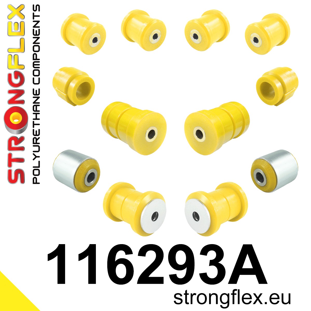 Strongflex Mercedes Voorste ophangrubberset SPORT – 116293A 1 Strongflex Mercedes Voorste ophangrubberset SPORT – 116293A