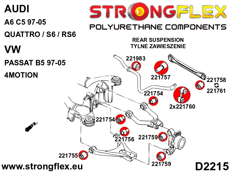 Strongflex Audi Achterste ophangrubberset – 226208B 2 Strongflex Audi Achterste ophangrubberset – 226208B - Image 2
