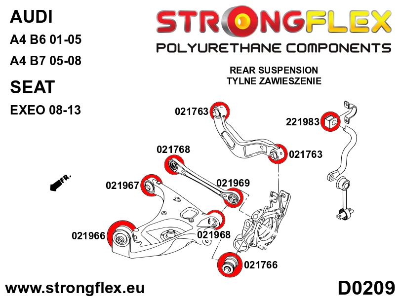 Strongflex Audi Achterste ophangrubberset – 026237B 2 Strongflex Audi Achterste ophangrubberset – 026237B - Image 2