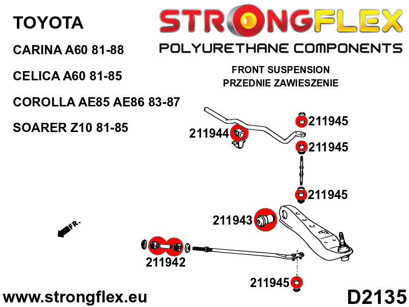 Strongflex Toyota Complete ophangrubberset – 216254B 2 Strongflex Toyota Complete ophangrubberset – 216254B – Image 2