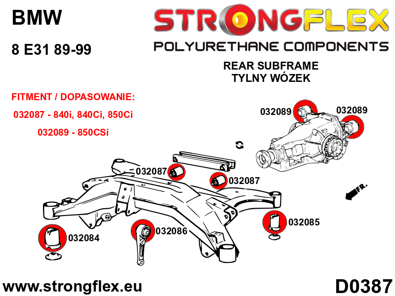 Strongflex BMW E31 Achteras-subframe rubber achter – 032085B 3 Strongflex BMW E31 Achteras-subframe rubber achter – 032085B - Image 3