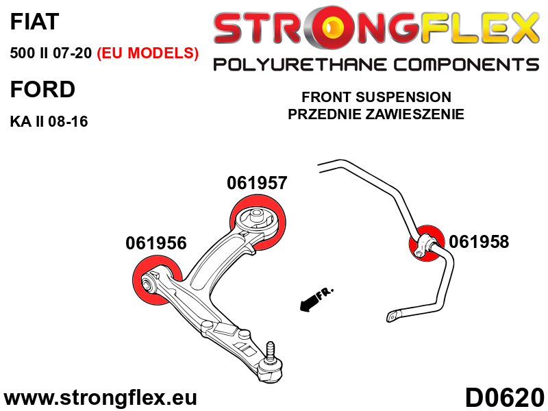 Strongflex Fiat / Ford / Lancia Vooras draagarm rubber voor – 061956B 5 Strongflex Fiat / Ford / Lancia Vooras draagarm rubber voor – 061956B – Image 5